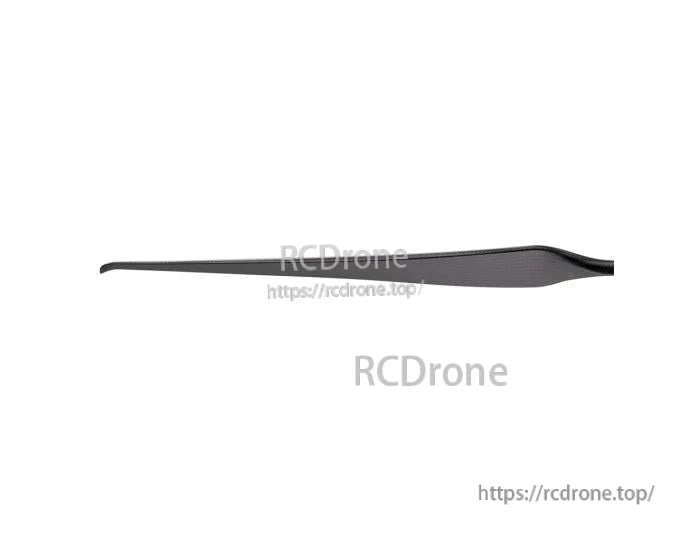 T-Motor VZ18x7 18in PMI Carbon VTOL Propeller, Side view of a black T-Motor VZ18x7 18-inch carbon VTOL propeller blade with a slim, tapered profile