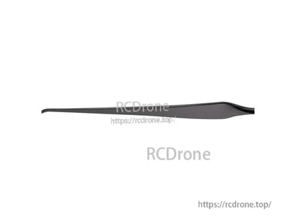 T-Motor VZ18x7 18in PMI Carbon VTOL Propeller, Side view of a black T-Motor VZ18x7 18-inch carbon VTOL propeller blade with a slim, tapered profile