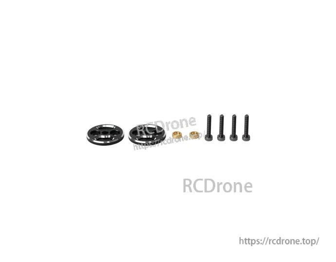 Black propeller hub adapter kit with four mounting bolts and two brass nuts for a UAV motor setup