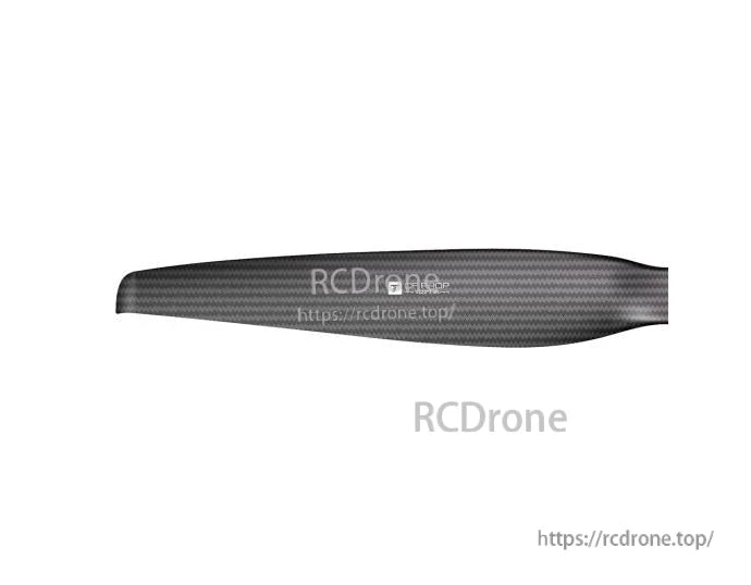 Matte carbon fiber composite VTOL drone propeller blade with woven finish, side profile