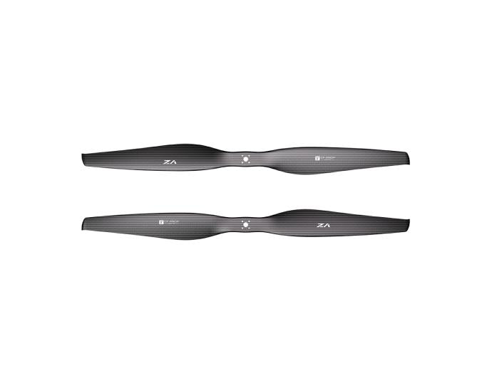 Pair of T-Motor VZ27x11 matte carbon fiber propeller blades with Ø10 flange-mount hub holes
