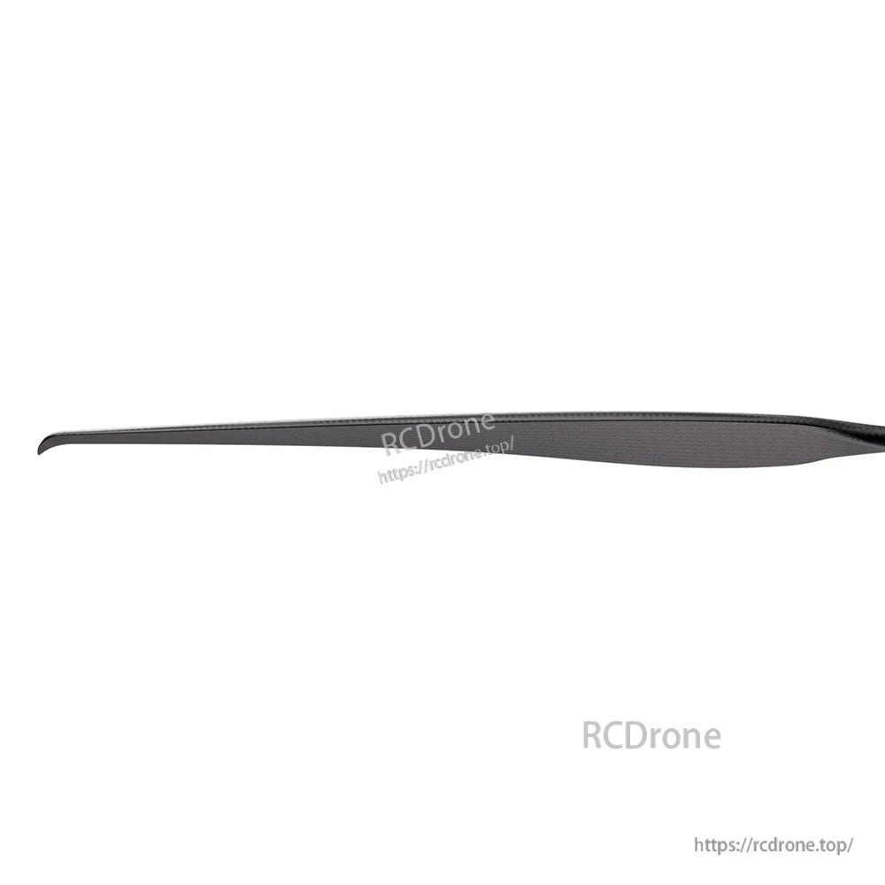 Side profile of T-Motor VZ27x11 matte carbon fiber UAV propeller blade with slim airfoil shape
