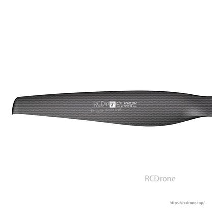 T-Motor VZ28x10.8 28in VTOL Propeller, Close-up of T-Motor VZ28x10.8 VTOL propeller blade with carbon fiber weave and VZ28*10.8R marking