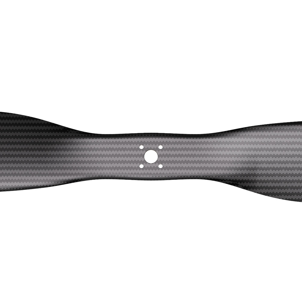 Close-up of T-Motor carbon fiber VTOL propeller hub with center bore and four flange mount bolt holes