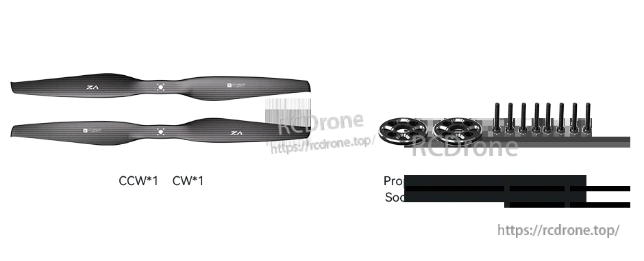 T-Motor VZ29x11 carbon fiber VTOL propellers (CW and CCW) with two cover plates and M3 screws