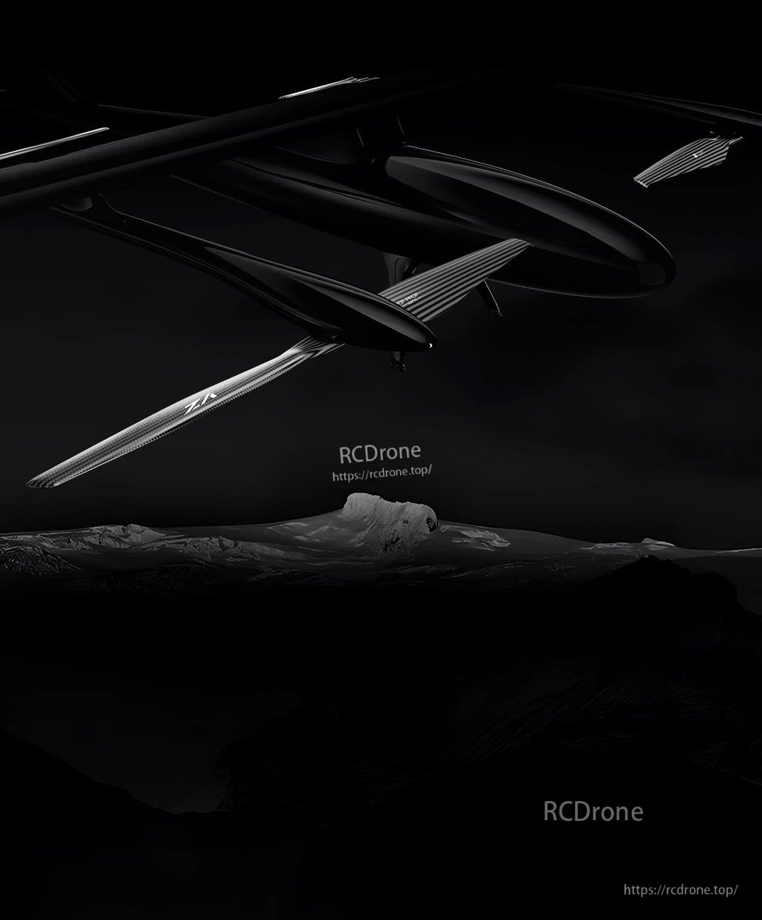 T-Motor carbon fiber VTOL propeller blade set with matte black finish and visible weave pattern