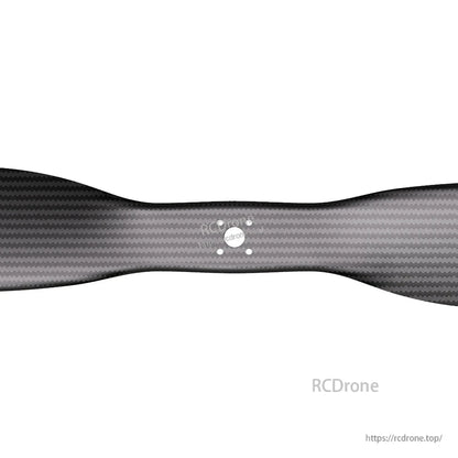 T-Motor VZ29x9.5 29in VTOL Propeller, T-Motor VZ29x9.5 carbon fiber VTOL propeller close-up showing hub mounting holes and woven finish