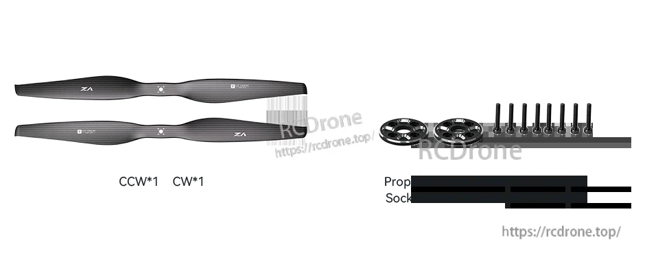 T-Motor VZ30x10.5 30-inch matte carbon fiber VTOL propellers (CW/CCW) with cover plates and M3x18 screws