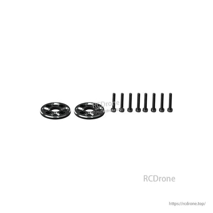 T-Motor VZ30 propeller flange mount hardware set with two hub plates and eight black mounting bolts