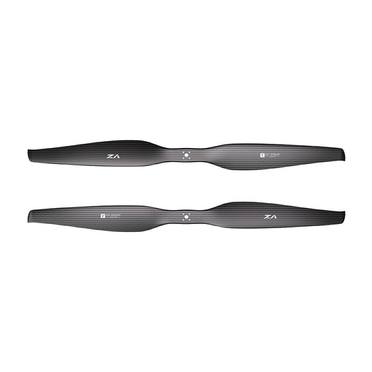 Pair of T-Motor VZ34x13 matte carbon fiber VTOL propeller blades with central flange mount hole pattern