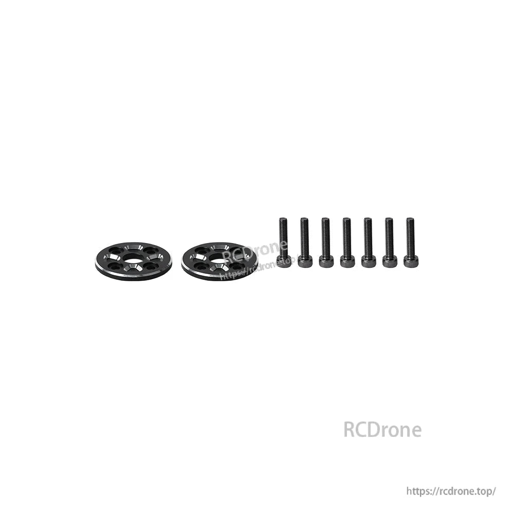 T-Motor VZ34x13 propeller flange mount hardware set with two round plates and eight black bolts