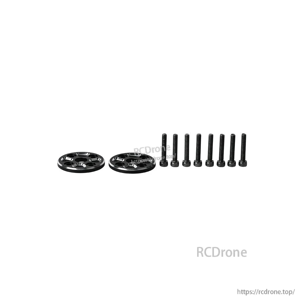 Two black T-Motor VZ42x16.5 VTOL propeller mounting plates with eight hex screws on a white background