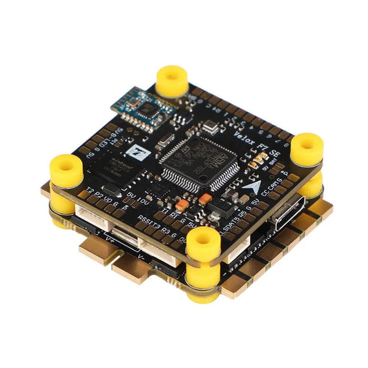 T-Motor Velox F7 SE FPV stack with flight controller and 4-in-1 ESC, USB-C port and soft mounting grommets