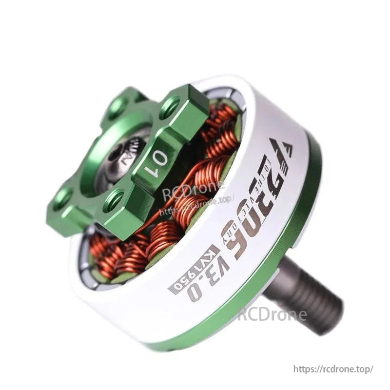 T-Motor AT series brushless motor with green mount, copper windings, and KV1950 V3.0 marking