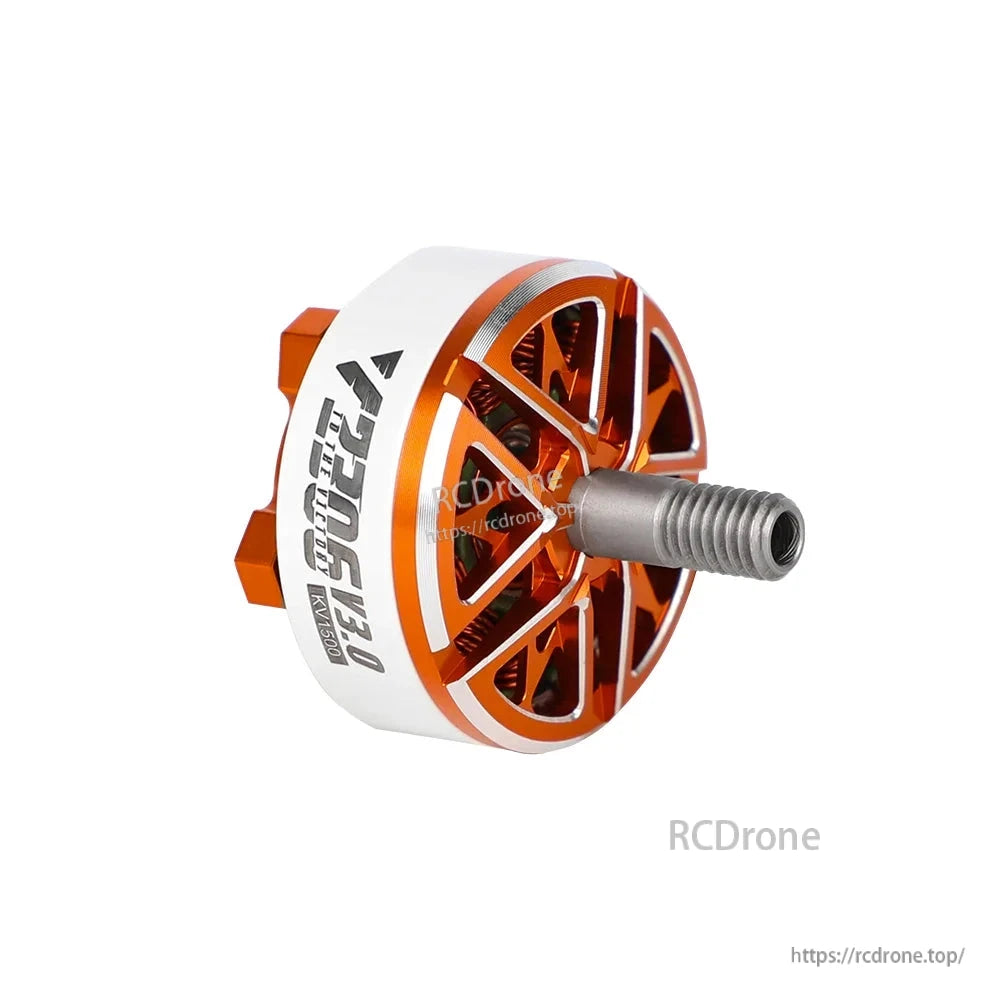 T-Motor Antigravity U8 II brushless motor in orange and silver with threaded shaft, KV150 marking