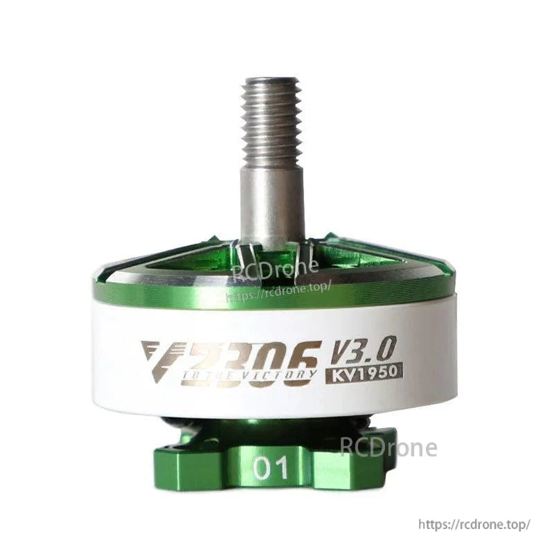 T-Motor F40 Pro V3.0 KV1950 green and white brushless drone motor with threaded shaft