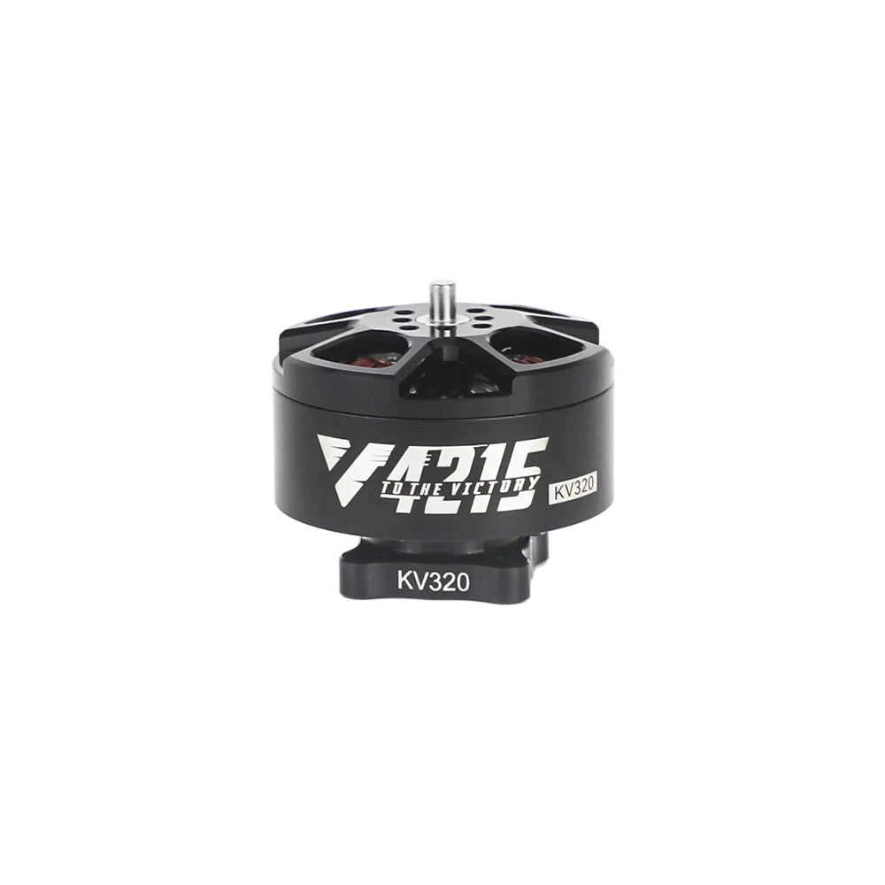T-Motor F40TC brushless drone motor with black housing, exposed shaft, and KV320 marking