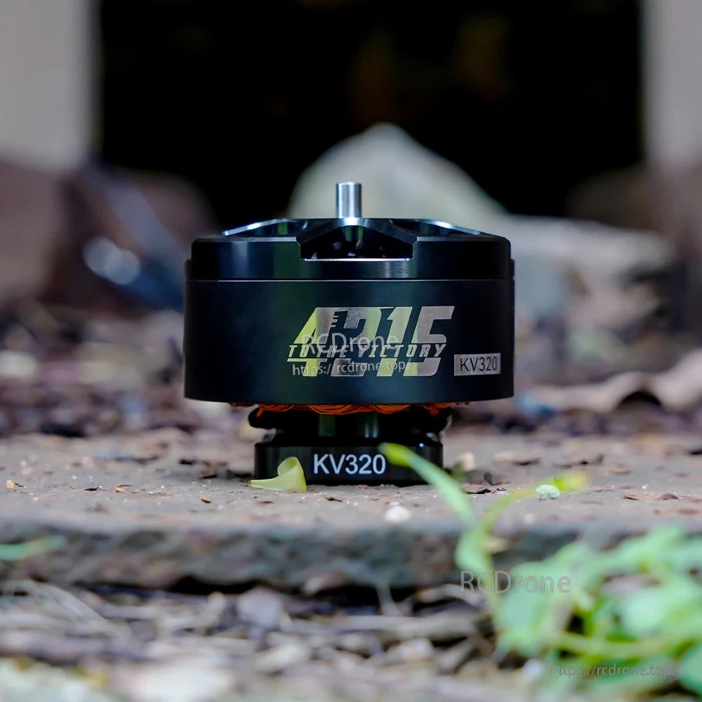 T-Motor AT15 brushless drone motor with KV320 marking, black housing and exposed shaft