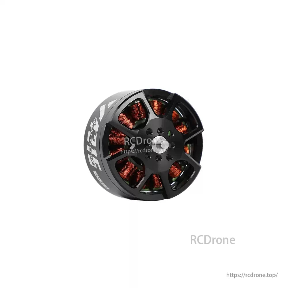 T-Motor brushless outrunner drone motor with black housing and exposed copper windings, front view