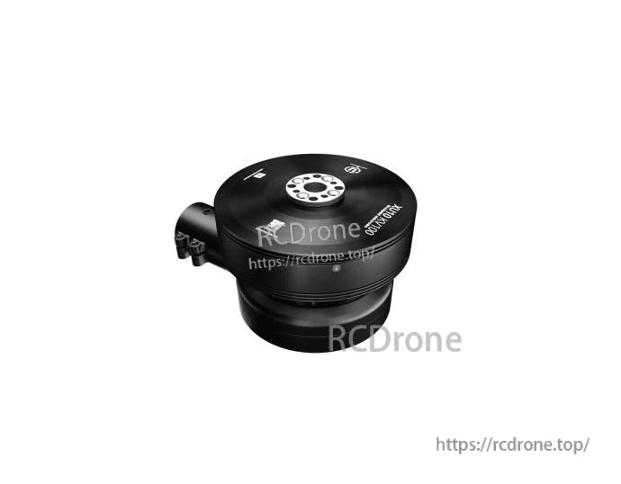 T-Motor black brushless motor with round housing, multi-hole top mounting plate, and side connector