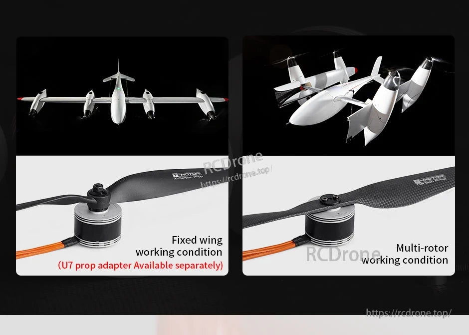 T-Motor brushless motor with carbon propeller setup for fixed-wing and multi-rotor configurations
