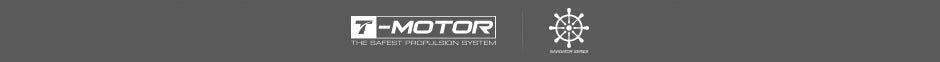 T-Motor logo banner with “The safest propulsion system” tagline and a nautical-style icon