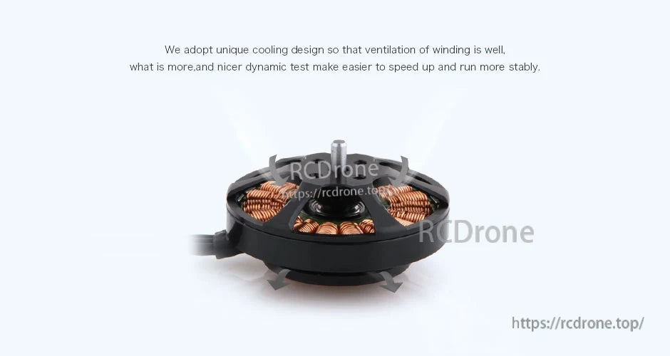 T-Motor low-profile brushless drone motor with exposed copper windings and central shaft