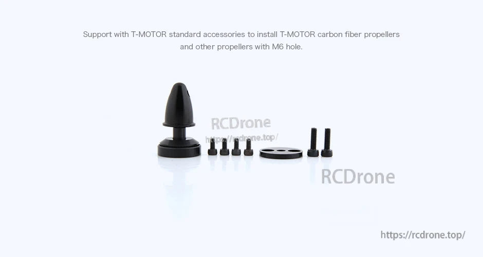 T-Motor propeller mounting accessory set with cone spinner, adapter plate, and screws for M6 hole props