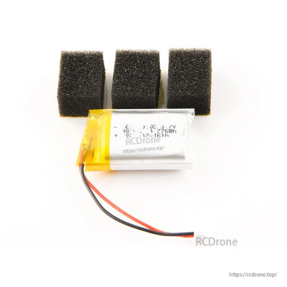 T8 Pro Battery replacement pack with 3.7V 1000mAh LiPo cell, lead wires, and three foam pads
