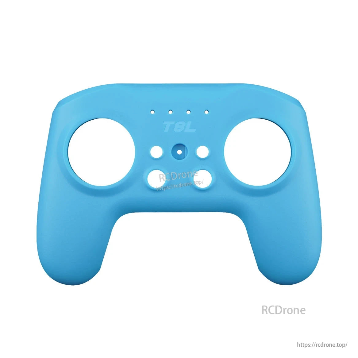 Blue front shell with dual gimbal openings and button cutouts for radio replacement case