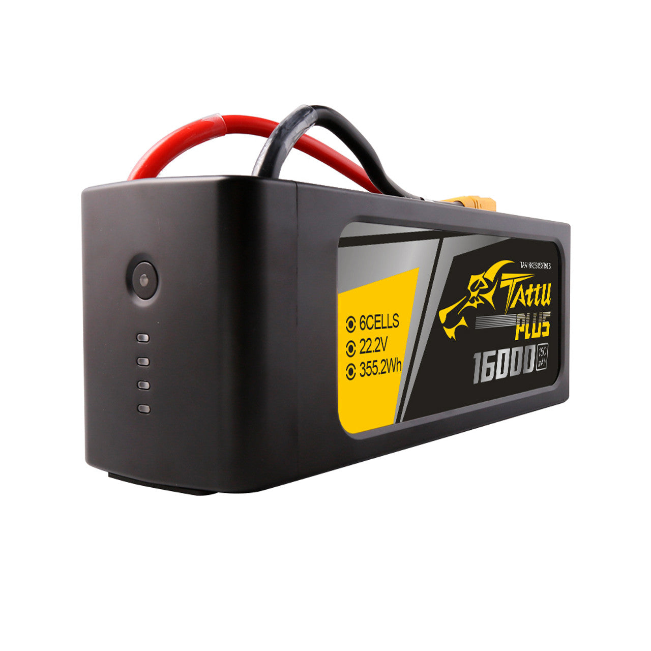 Tattu Plus 16000mAh 6S 15C 22.2V Lipo Battery, High-performance lithium-ion battery with 16Ah capacity, XT90 connector, and fast discharge rate for heavy-duty use.