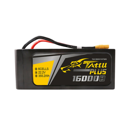 Tattu Plus 16000mAh 6S 15C 22.2V Lipo Battery, Tattu Plus 16000mAh LiPo battery pack with XT90S connector