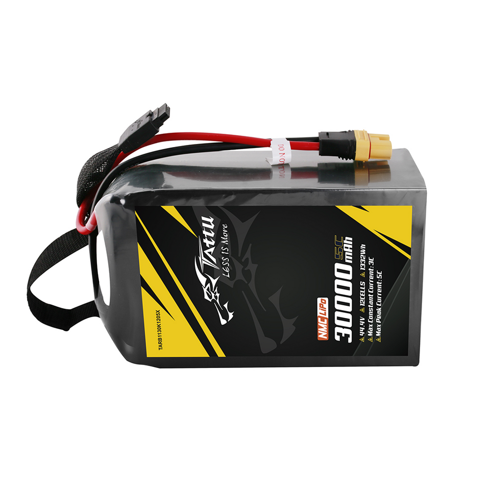 Tattu 44.4V 12S LiPo Battery, The battery has a steady 3C discharge rate and a 5C peak discharge rate for up to 3 seconds to handle power surges.