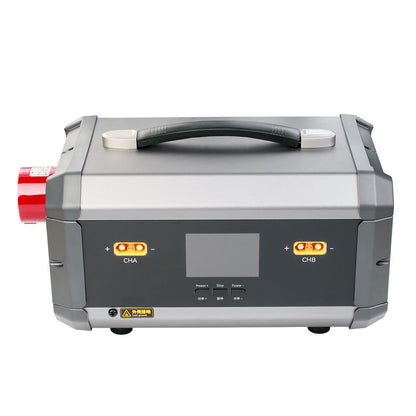 TATTU TA7200PRO Dual Channel Smart Charger, TATTU TA7200PRO dual-channel smart charger with carry handle, front display, and CHA/CHB output ports