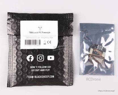 TBS Lucid FC Freestyle package with labeled pouch and a bagged flight controller
