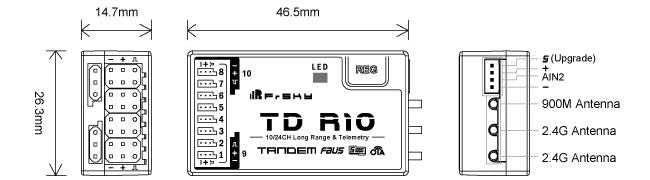 FrSky TD R10 Receiver - 2.4G & 900M Tandem Dual-Band Receiver with 10 Channel Ports 4 FrSky TD R10 Receiver, #Nz Irf-ekY 9OOM Antenna 3
