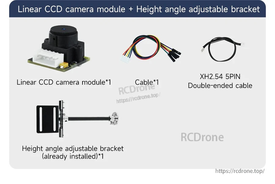 TSL1401 linear CCD camera module kit with adjustable bracket, jumper wire harness, and XH2.54 5-pin cable