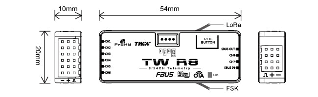 FrSky TW R8 Dual 2.4G Receiver with 8CH Ports 4 the TW active-active protocol is different from the general active-standby redundancy