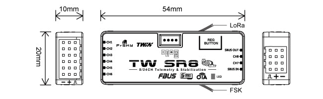 FrSky TW SR8 Receiver, this feature is an additional benefit compared to using a regular S series stabilization receiver.