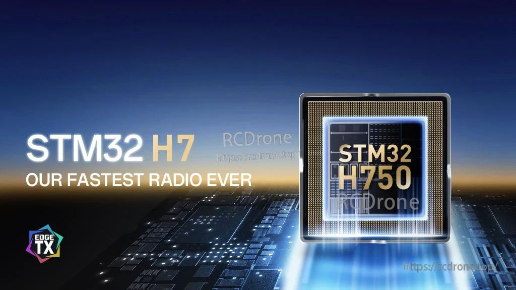 STM32H750 (STM32 H7) processor highlight graphic for the RadioMaster TX15 Max radio controller