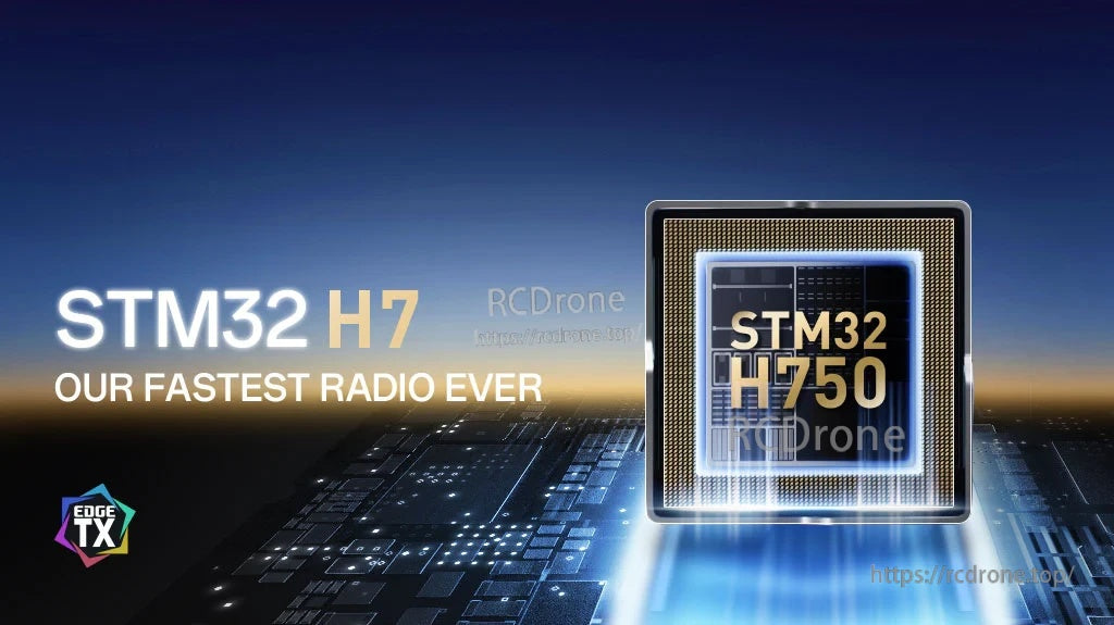 STM32H750 (STM32 H7) processor graphic highlighting the TX15 performance platform