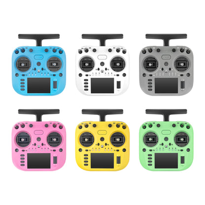 RadioMaster TX15 radio controller color options shown in blue, white, gray, pink, yellow and green