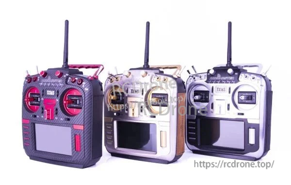 TX16S faceplate set for TX16S transmitter front panel replacement in carbon fiber, gold, and silver finishes