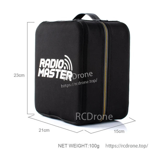 Black RadioMaster fabric zipper cover with carry handle for TX16S foam box, 23×21×15 cm, 100 g