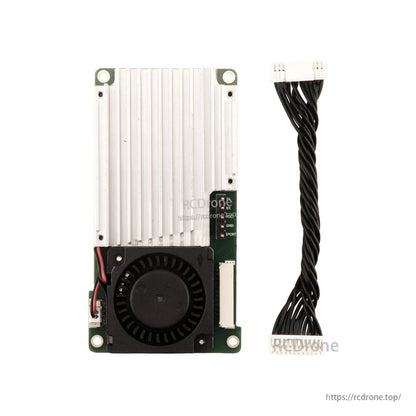 TX16S MK3 internal ELRS RF module with heatsink and cooling fan, plus wiring harness cable