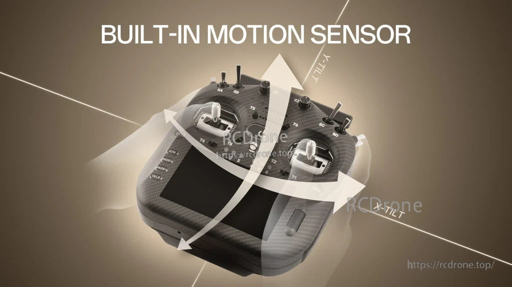 Built-in motion sensor graphic showing tilt axes for tilt-based control functions