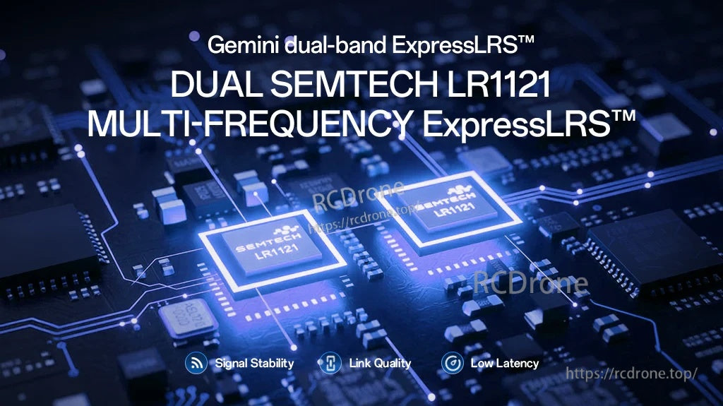 Gemini dual-band ExpressLRS internal RF with dual Semtech LR1121 chips for 2.4GHz and 900MHz