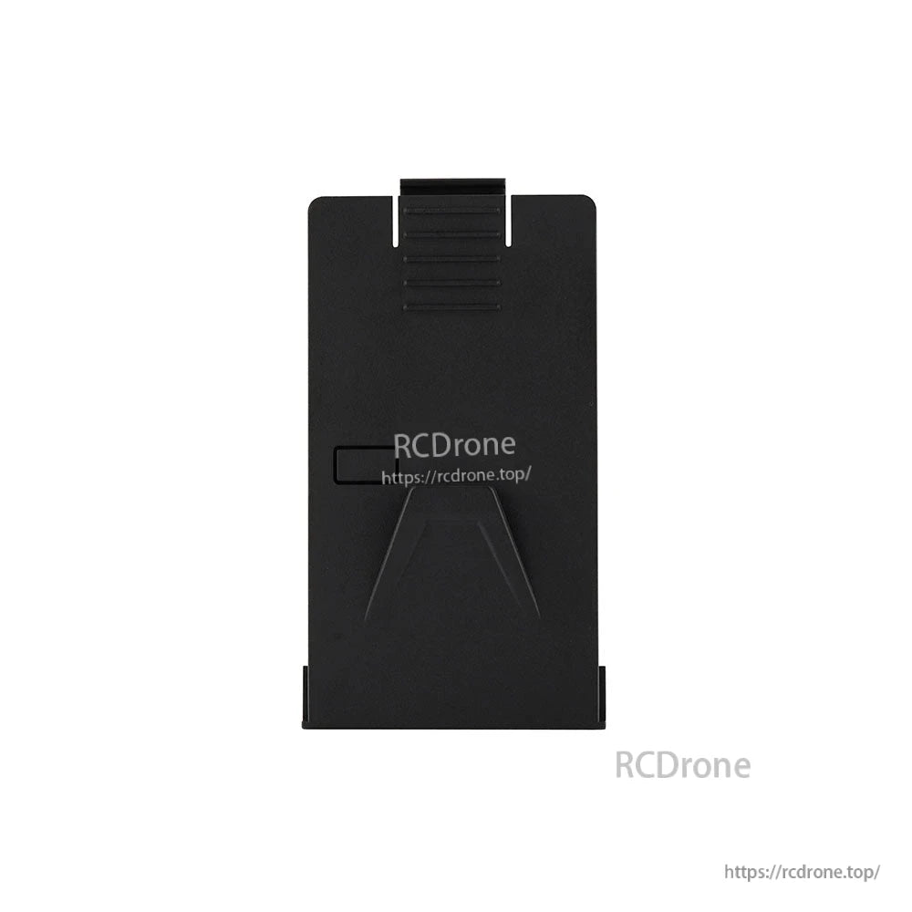 Black TX16S MKII transmitter battery door shown with RCdrone watermark, latch tab and rear panel details