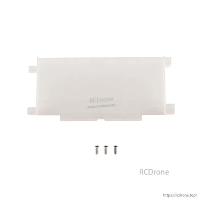 Screen mounting bracket panel with three screws shown below, RCDRone watermark visible