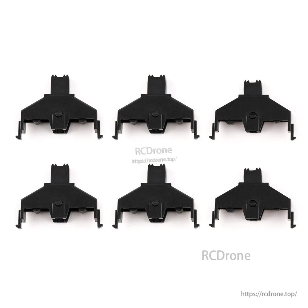 TX16S MKII trim switch rocker replacements, 6-pack of black plastic switch caps on white background